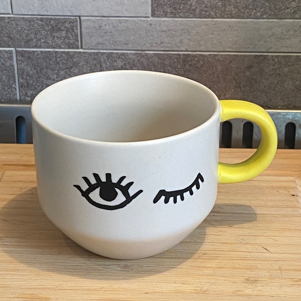 Starbucks Cream Ceramic Mug with Yellow Handle